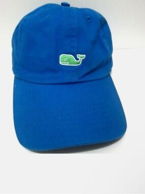Vineyard Vines Men’s Azure Blue Baseball Cap Adjustable with Green Whale Logo